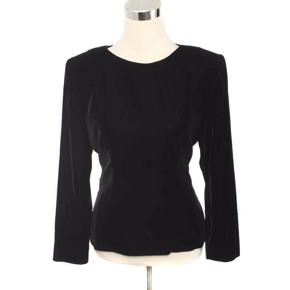 A.J. BARI Vintage Black Velvet Open Back Rhinestone Accent Evening Skirt Set - Picture 2 of 8